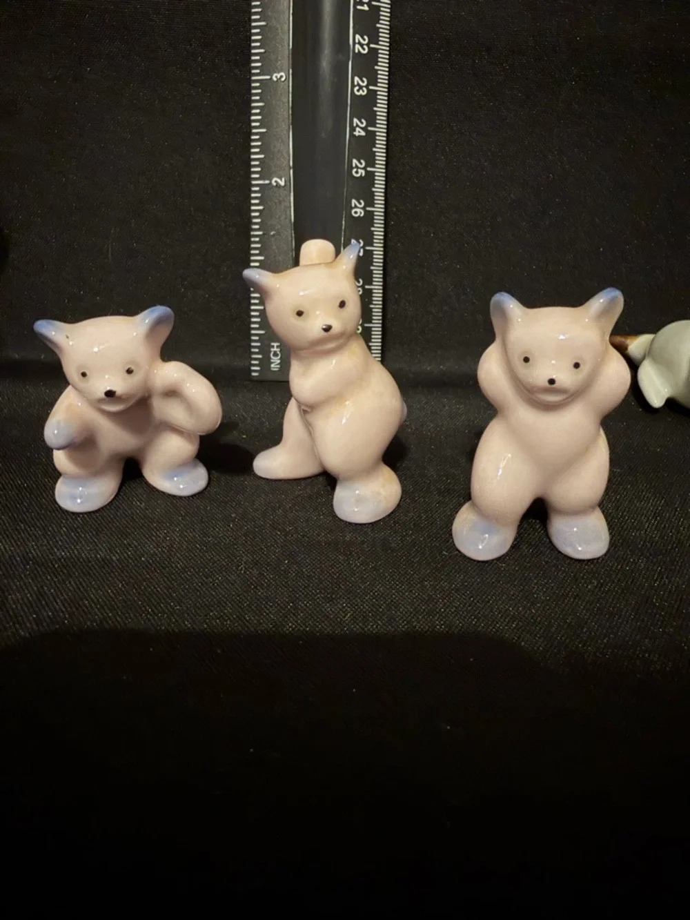 Ceramic Bear Figurines Set of 3 Baseball Theme Collectible Decorative Display